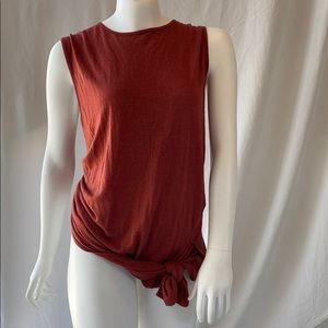 Maroon Trouve Front Knot Tshirt Tank